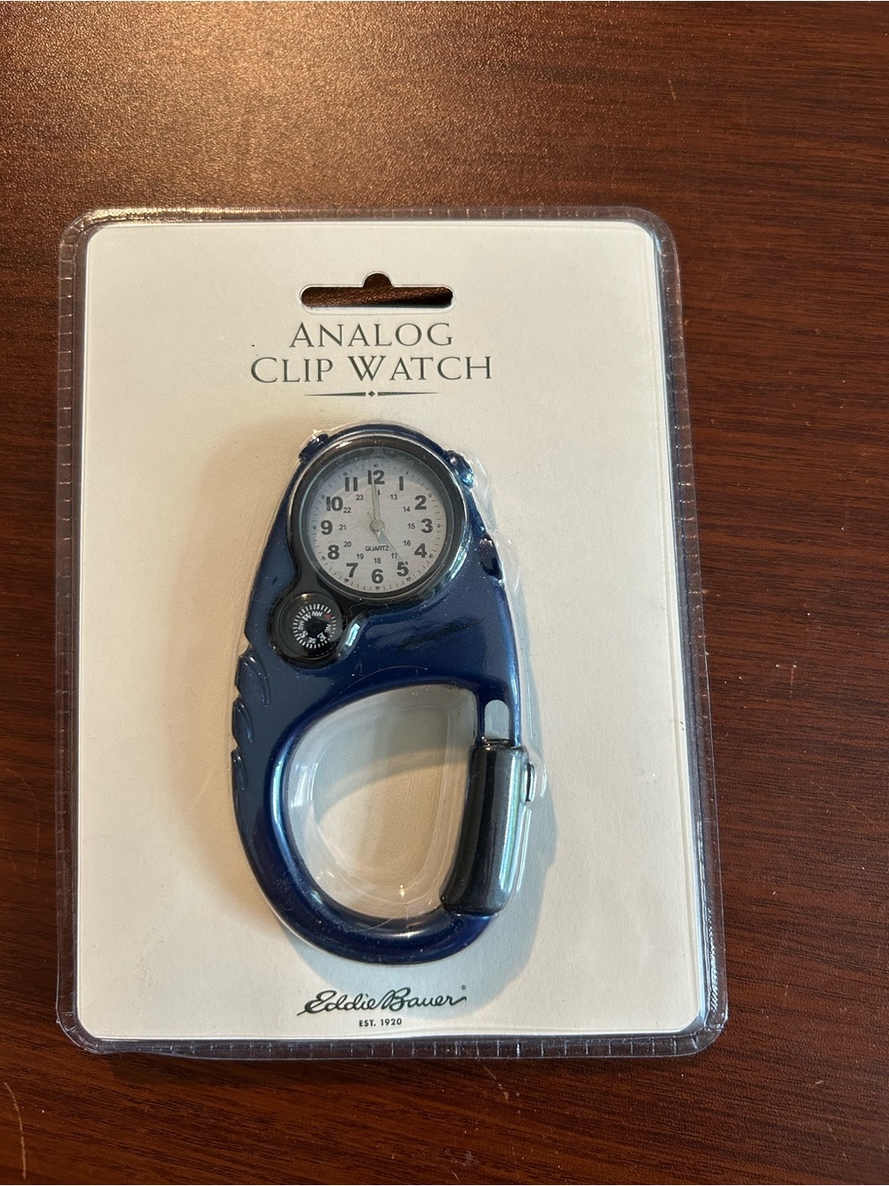 NWT Eddie Bauer Blue Analog Clip Watch - Portable Carabiner Timepiece,
